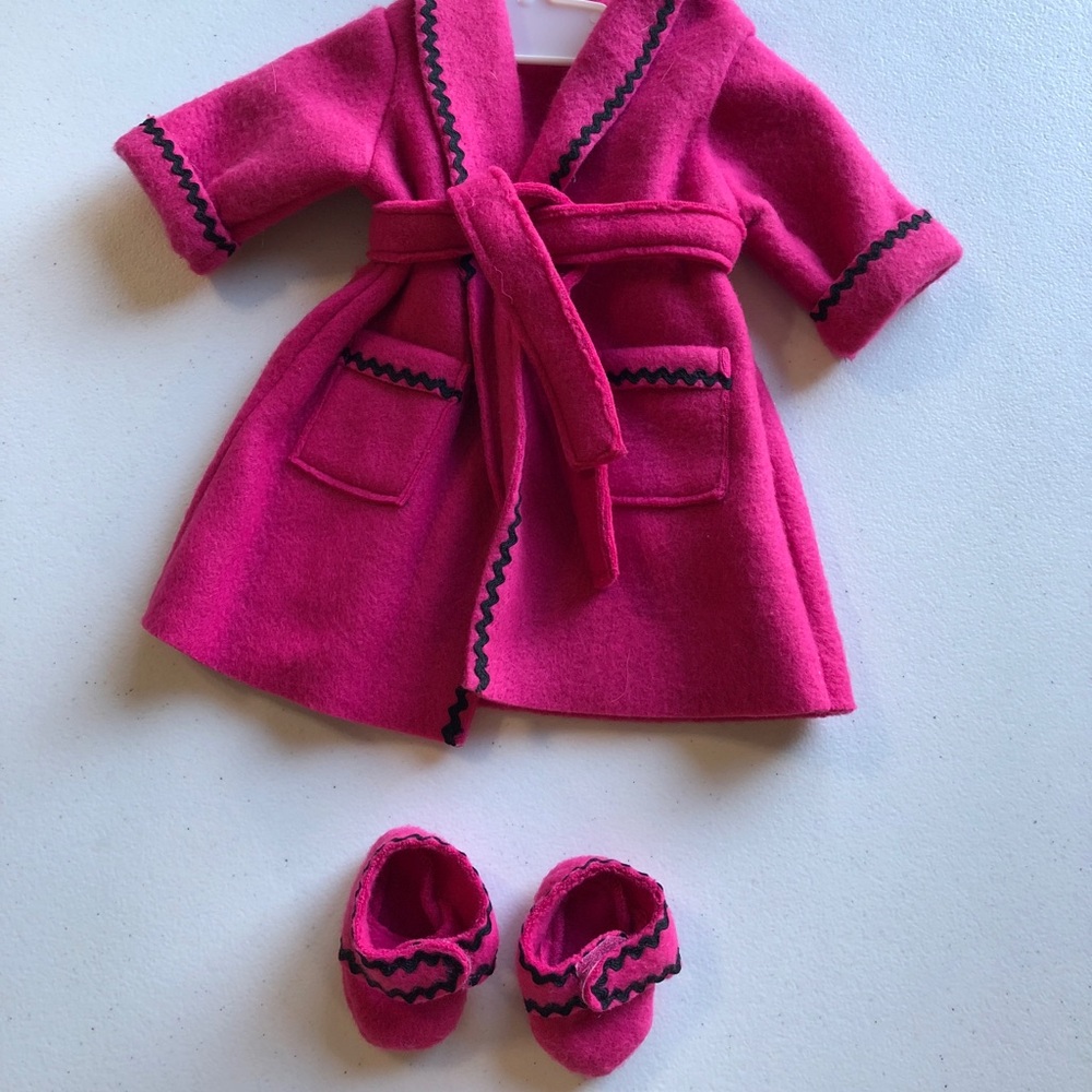 American Girl Doll pink robe and slippers
